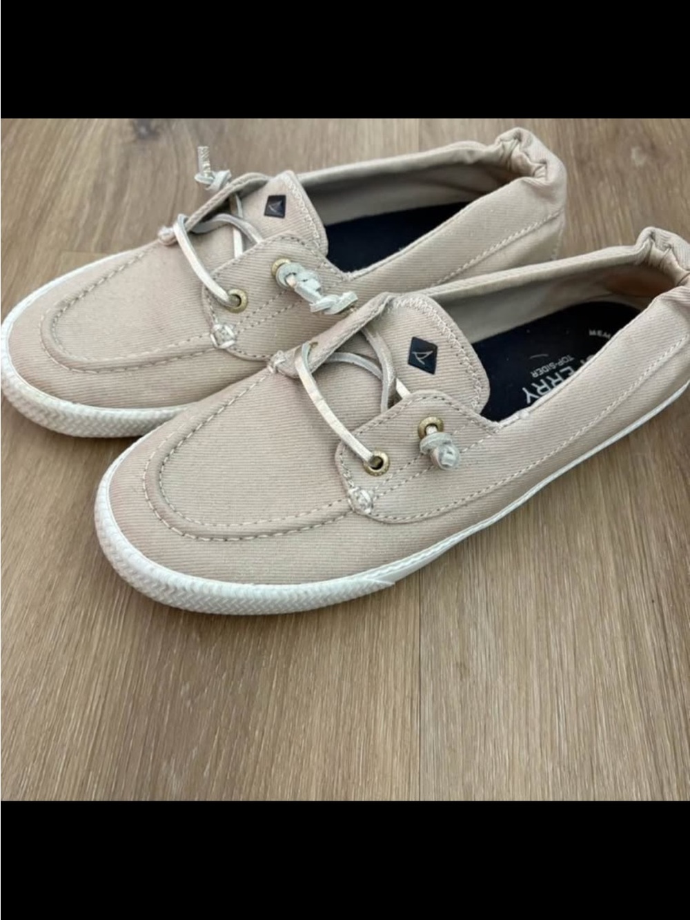 Sperry Light Tan Sparkly Canvas Boat Shoes